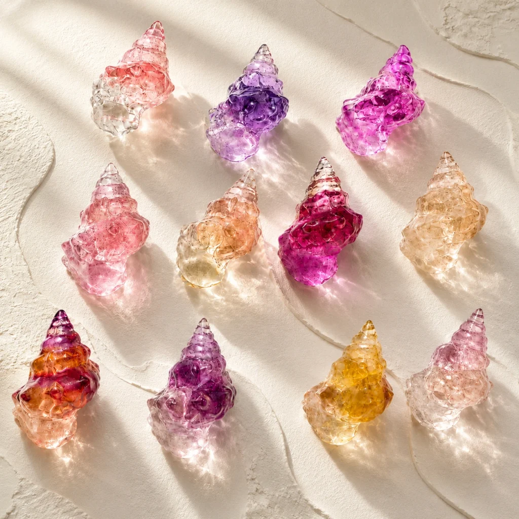Rainbow Glass Seashell Ornament – Colorful Ocean-Inspired Decor