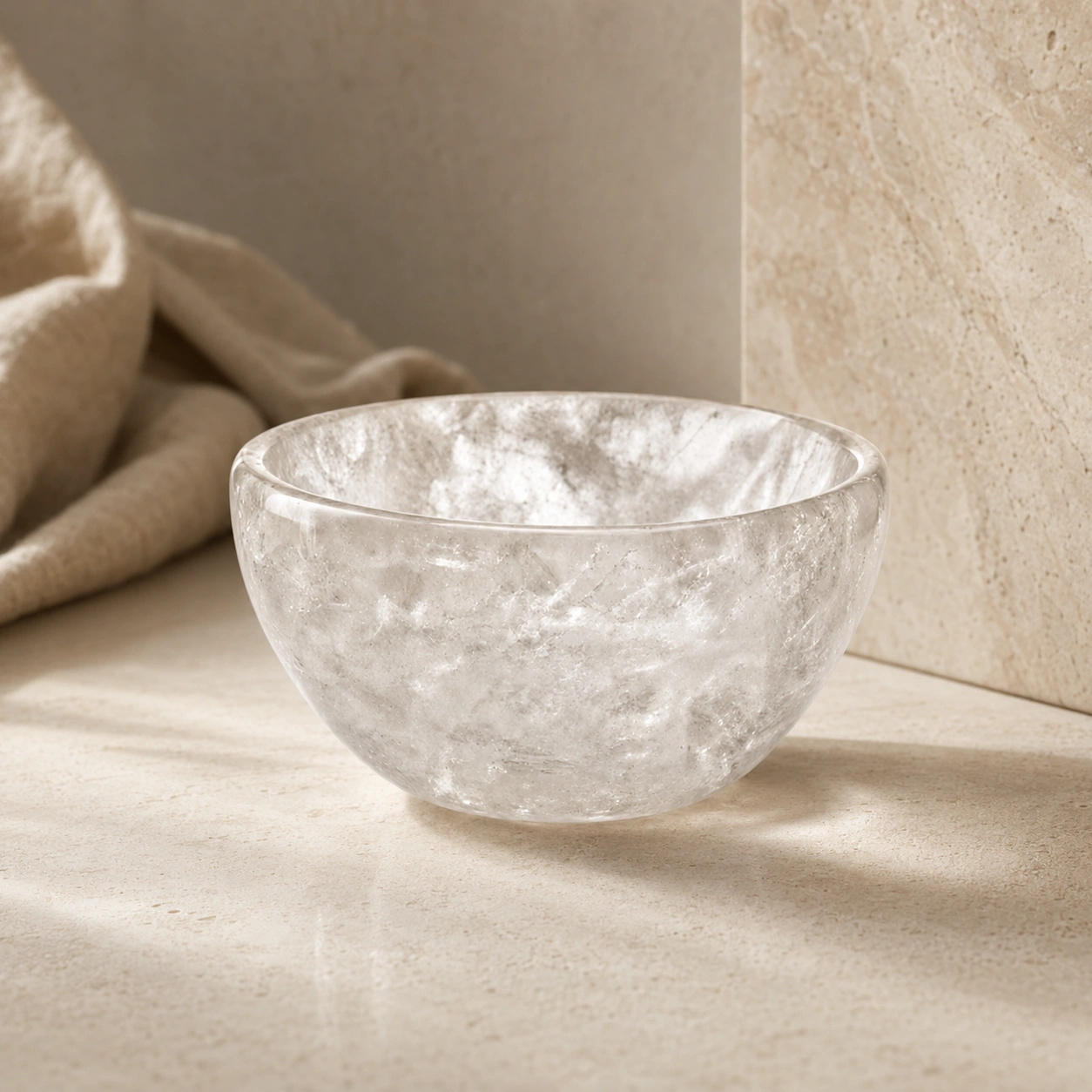 Natural Clear Quartz Crystal Bowl Decorative Display