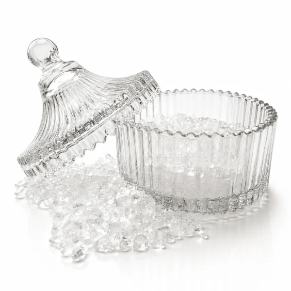 Clear Glass Crystal Charging Bowl with Elegant Lid