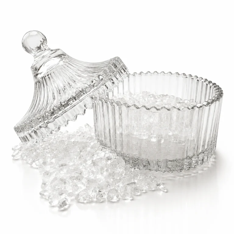 Clear Glass Crystal Charging Bowl with Elegant Lid
