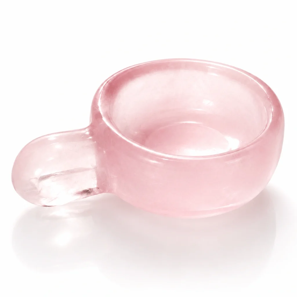 Rose Quartz Crystal Cup Ornament – Natural Pink Stone Decor