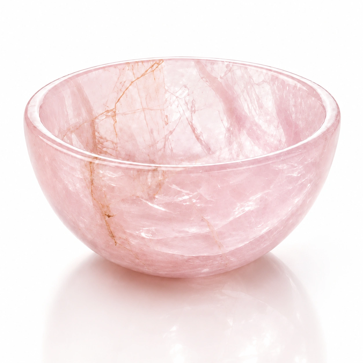 Natural Rose Quartz Crystal Bowl Decorative Healing Stone