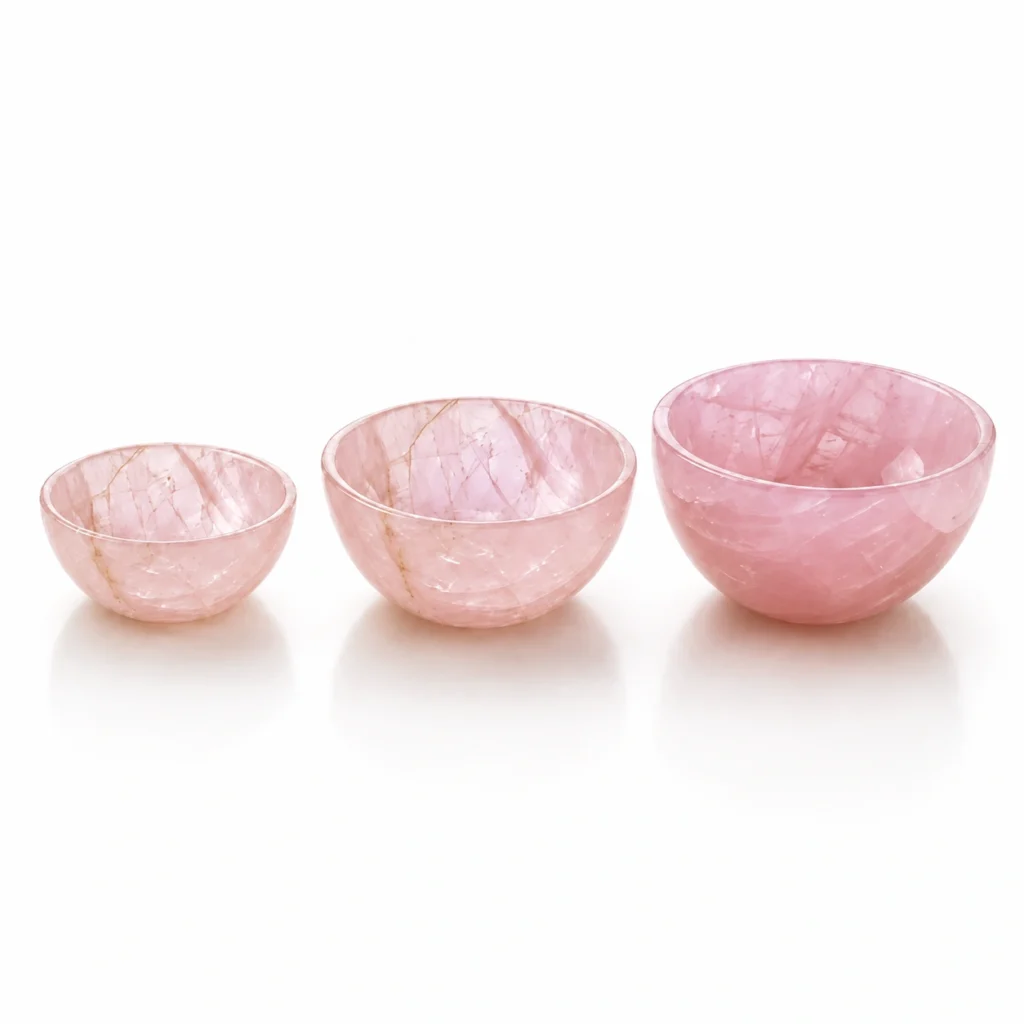 Rose Quartz Crystal Bowl Natural Stone Decorative Dish