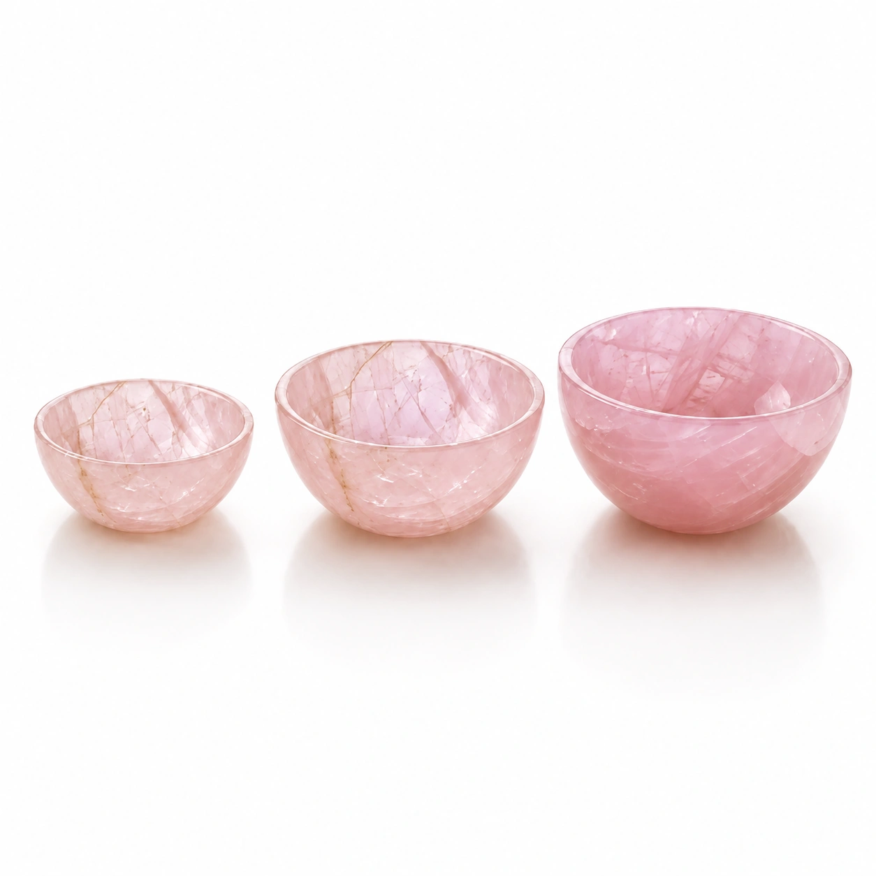 Natural Rose Quartz Crystal Bowl Decorative Healing Stone