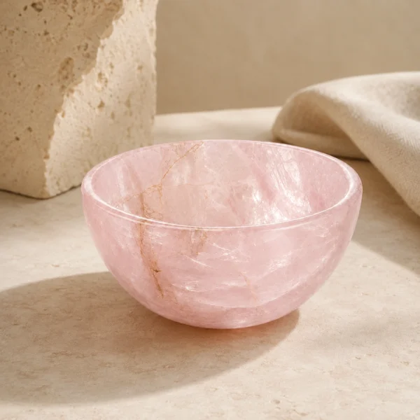 Rose Quartz Crystal Bowl Natural Stone Decorative Dish