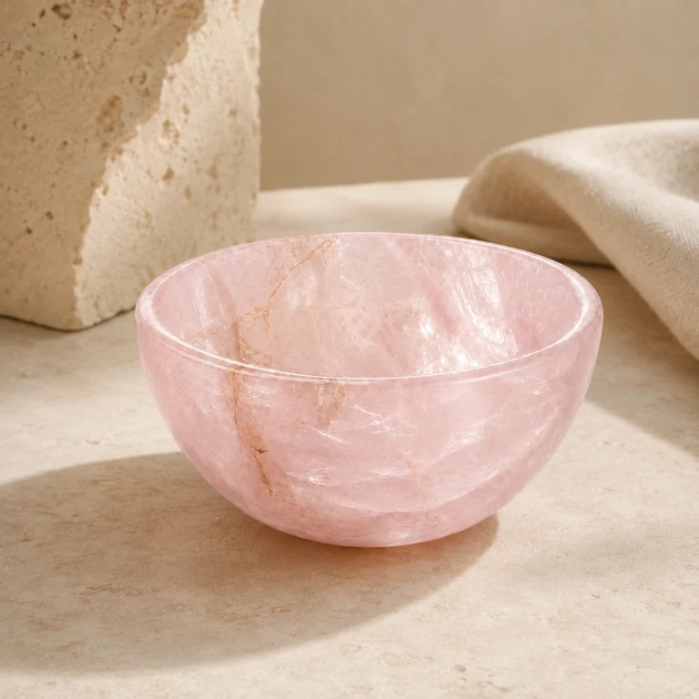 Rose Quartz Crystal Bowl Natural Stone Decorative Dish