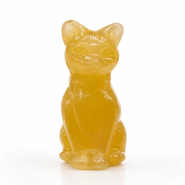 Yellow Calcite Crystal Cat Figurine – Natural Gemstone Decor