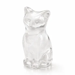 Clear Quartz Crystal Cat Figurine Natural Polished Decor