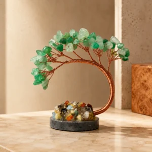 Green Aventurine Crystal Money Tree with Agate Base