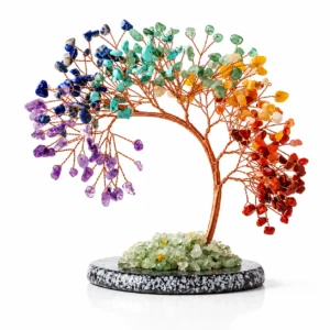 7 Chakra Crystal Tree of Life Decor with Gemstone Leaves