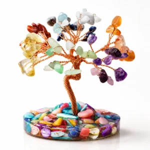 Mixed Gemstone Crystal Tree with Colorful Stone Base