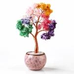 Seven Chakra Crystal Money Tree with white crystal pot decor