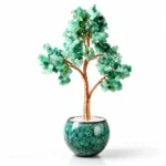 Natural green aventurine crystal money tree with clear quartz base
