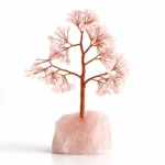 Natural rose quartz crystal money tree with raw stone base