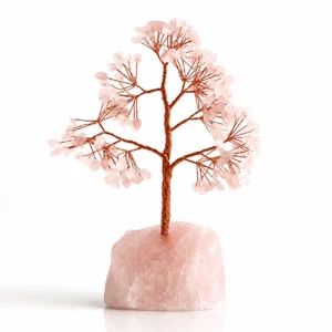 Rose Quartz Crystal Money Tree with Raw Stone Base