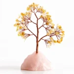 Natural citrine crystal money tree with rose quartz base