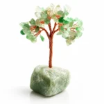 Natural green aventurine crystal tree decor with gemstone leaves