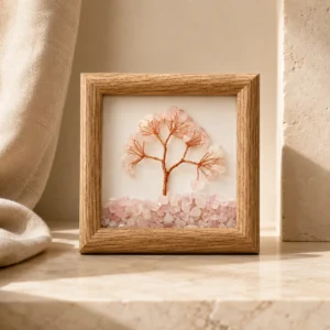 Rose Quartz Crystal Money Tree Frame Decor