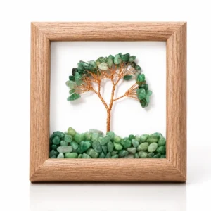 Green Aventurine Crystal Money Tree Frame Decor