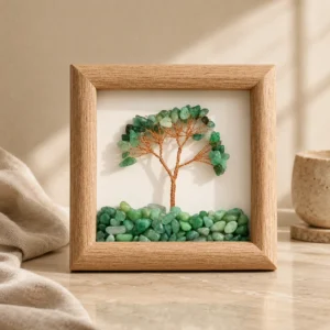 Green Aventurine Crystal Money Tree Frame Decor
