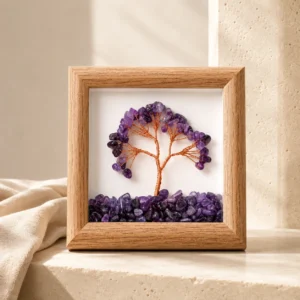 Amethyst Crystal Tree Shadow Box Frame Decor