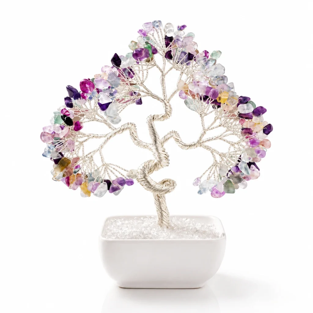 Rainbow Fluorite Crystal Money Tree Decor