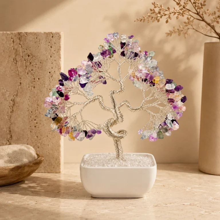 Rainbow Fluorite Crystal Money Tree Decor