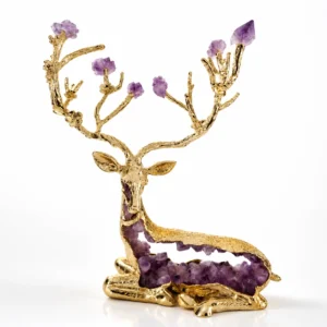 Amethyst Crystal Deer Figurine with Elegant Woodland Design