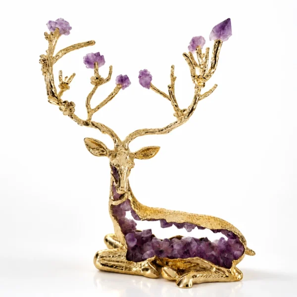 Amethyst Crystal Deer Figurine with Elegant Woodland Design