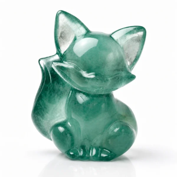 Green Fluorite Fox Figurine Crystal Decor