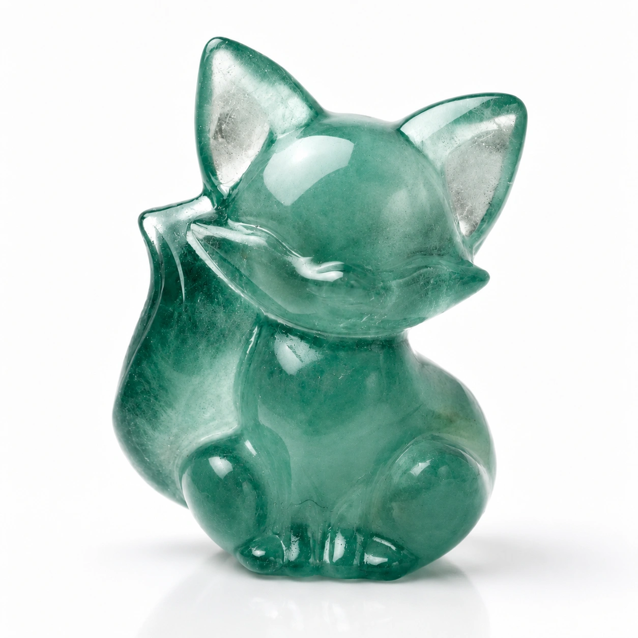 LumiCryst Natural Green Fluorite Fox Figurine Crystal Decor