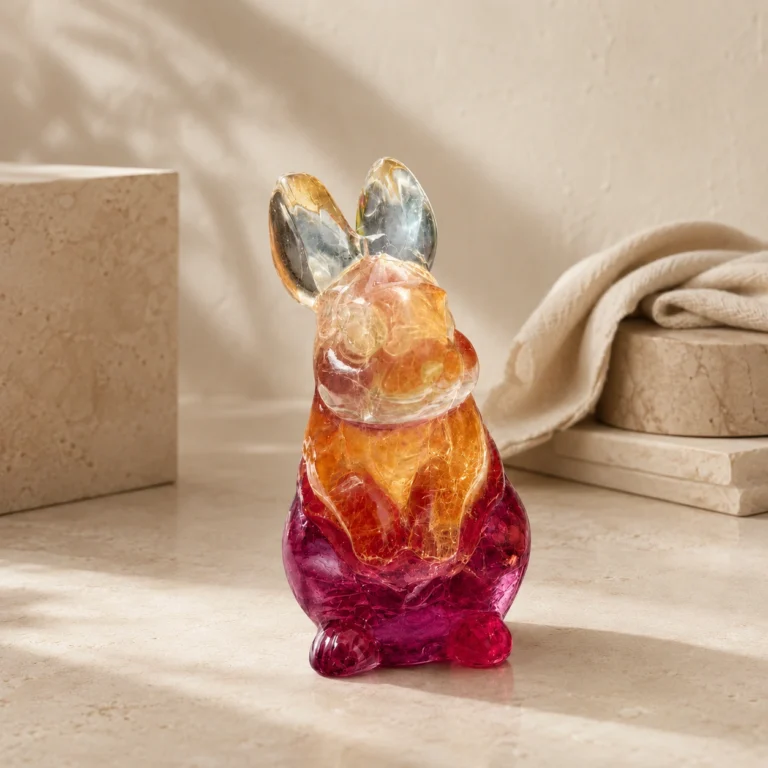 Purple Fluorite Rabbit Crystal Figurine