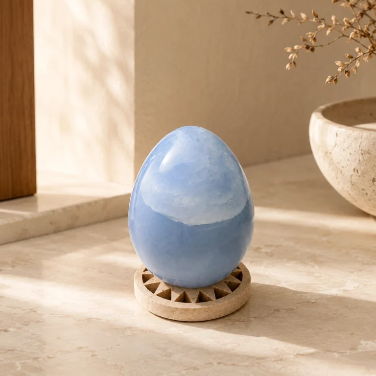 Blue Celestite Crystal Egg Polished Natural Stone Decor