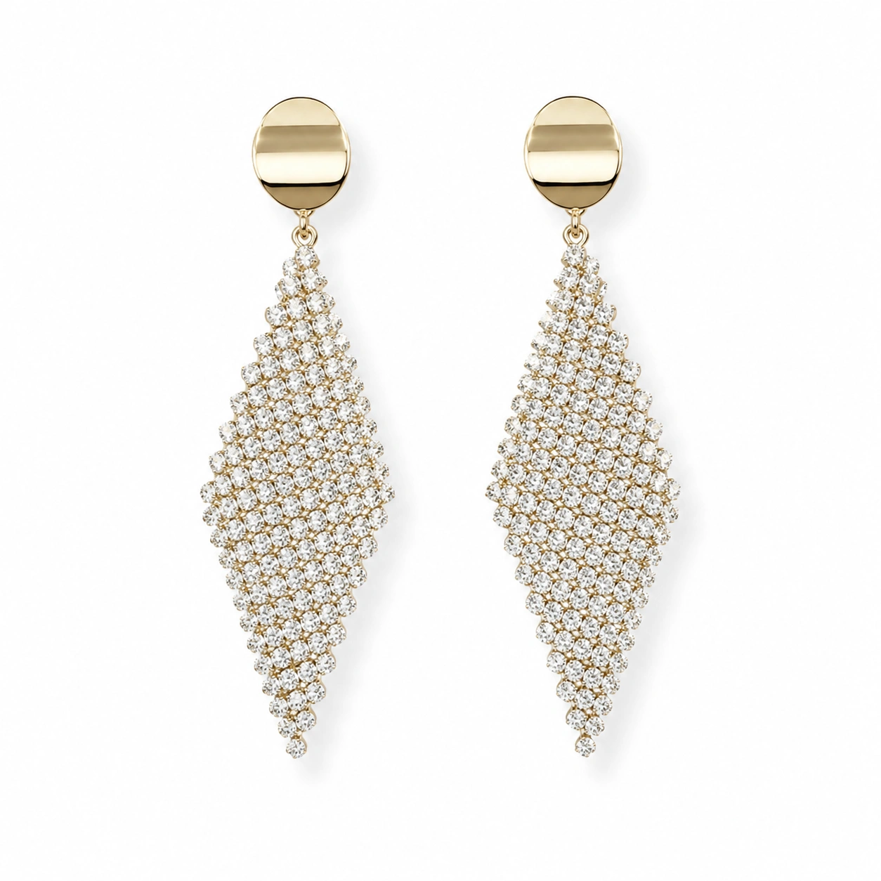 Geometric Rhinestone Tassel Diamond Drop Earrings