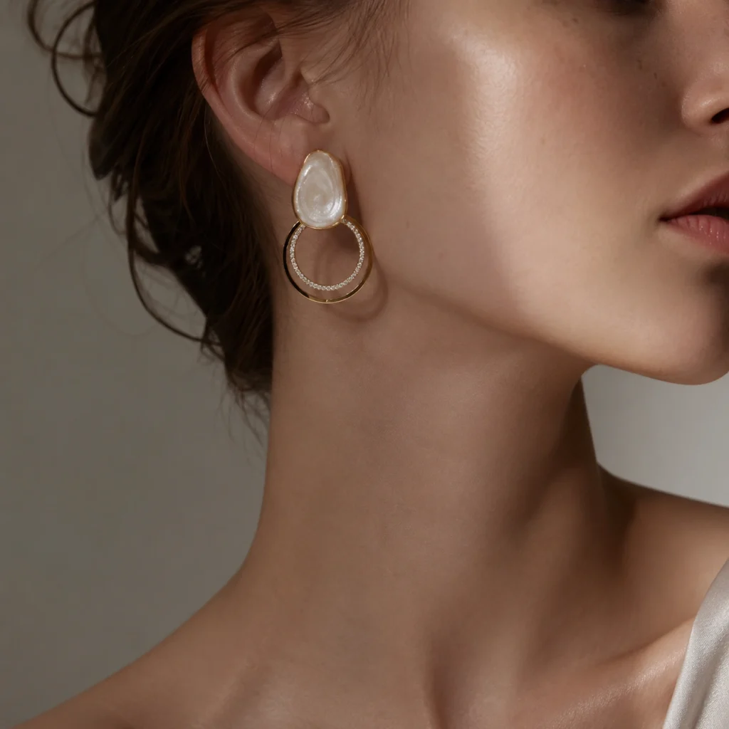 Ivory Resin Drop Hoop Earrings – Vintage Halo