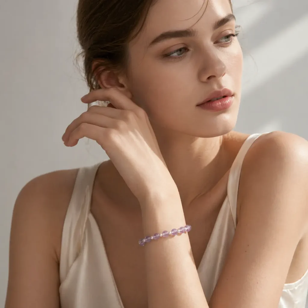 Amethyst Beaded Bracelet – Selene Veil
