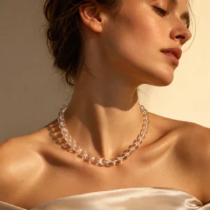 Clear Quartz Beaded Necklace — Natural Crystal Design