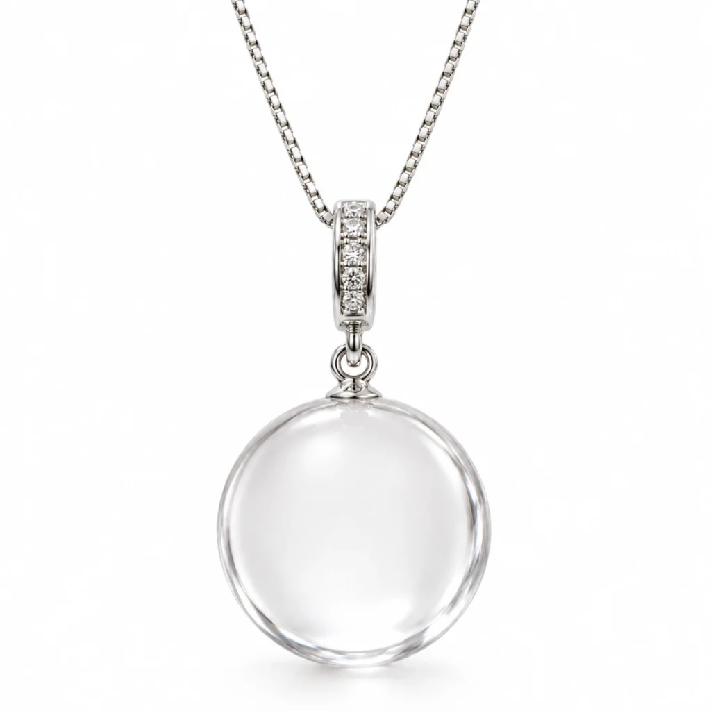 Clear Quartz Round Pendant Necklace – Celestia