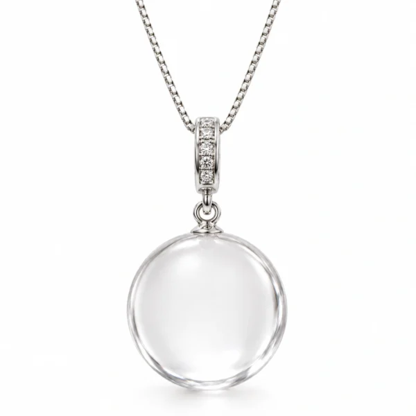 Clear Quartz Round Pendant Necklace – Celestia