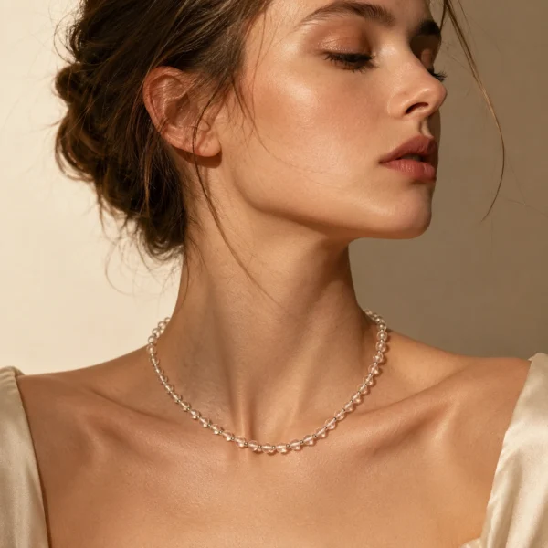 Clear Quartz Beaded Necklace – Natural Crystal Elegance
