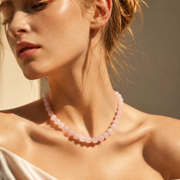 Rose Quartz Beaded Necklace - Natural Elegance