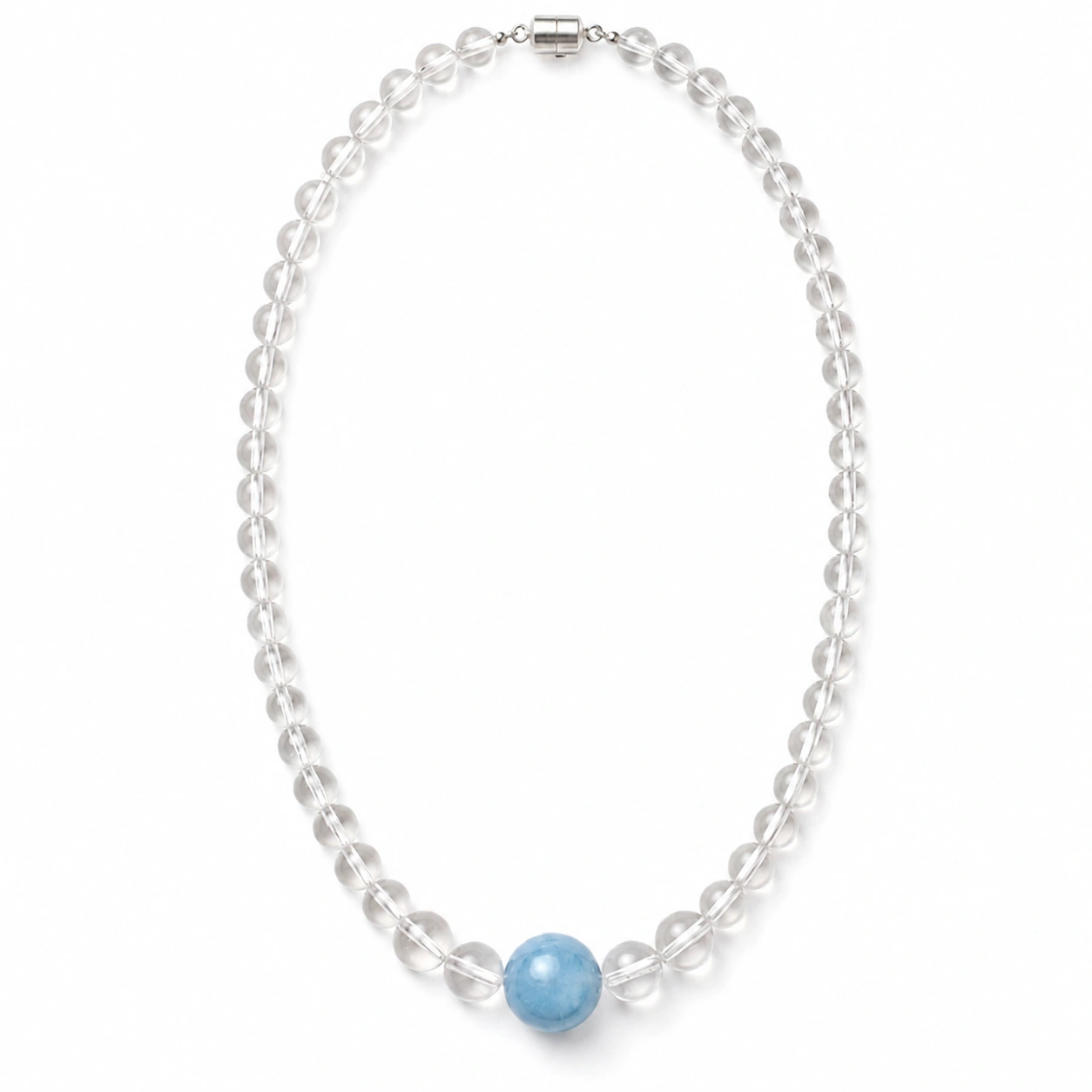 Clear Quartz & Aquamarine Beaded Necklace