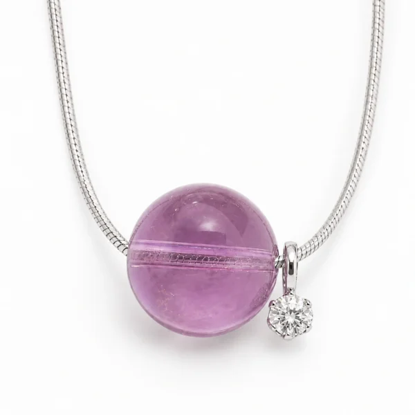Amethyst Floating Sphere Pendant Necklace - Celeste