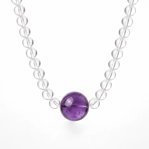 Amethyst Accent Quartz Necklace – Crystal Beaded Design