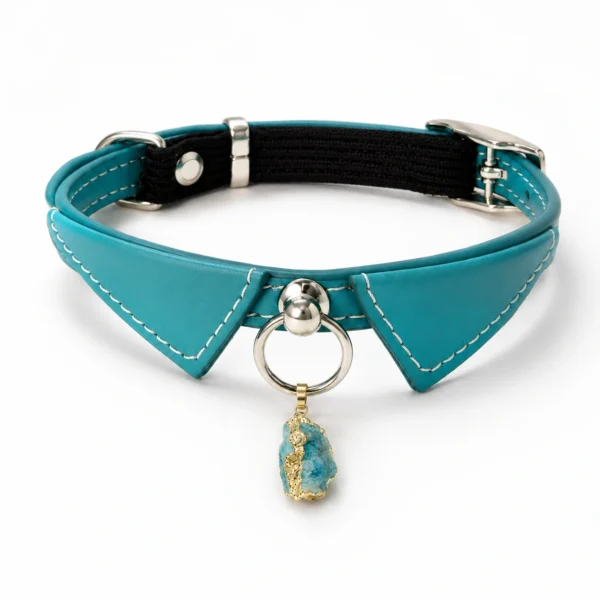 Apatite Crystal Cat Collar Charm – Turquoise Elegant Pendant