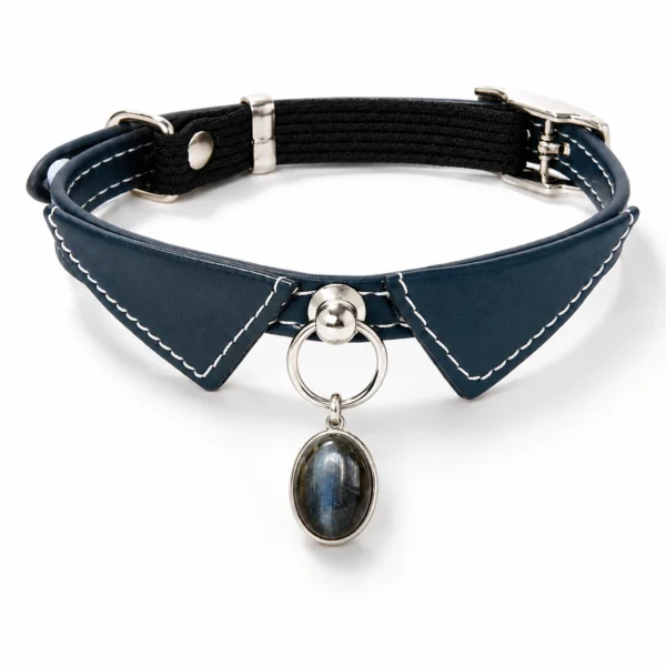 Blue Tiger Eye Cat Collar Charm – Elegant Detachable Crystal Pendant