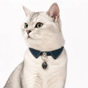Blue Tiger Eye Cat Collar Charm – Elegant Detachable Crystal Pendant