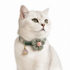 Clear Quartz Flower Cat Collar – Handmade Crystal Pet Accessory