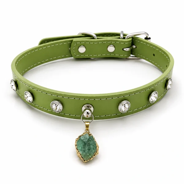 Green Aventurine Dog Collar - Emerald Charm
