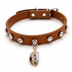 Moonstone Crystal Dog Collar Charm – Handmade Natural Gemstone Pendant